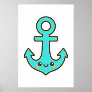 Póster Kawaii Turquoise Anchor - Fantástico y Alegre