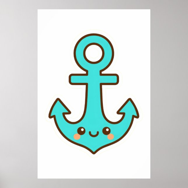 Póster Kawaii Turquoise Anchor - Fantástico y Alegre (Frente)