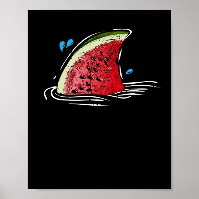 Póster Kawaii Watermelon Shark Fin Family Summer Vacation (Frente)