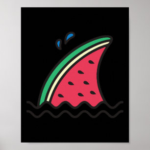 Póster Kawaii Watermelon Sharm Fin Funny Family Summer Va