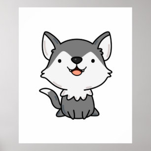 Póster Kawaii Wolf