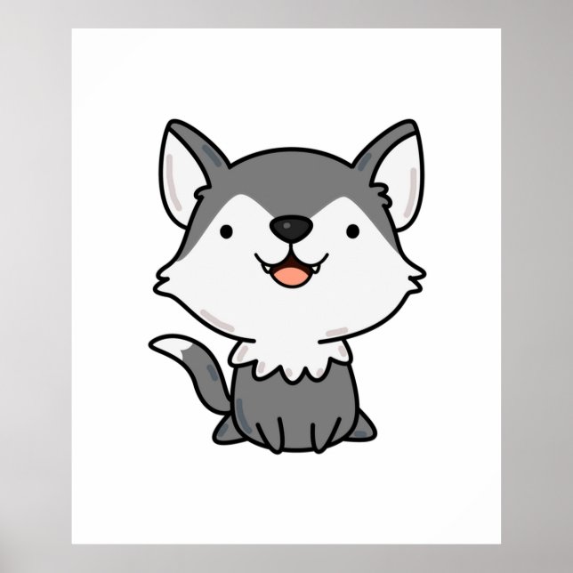 Póster Kawaii Wolf (Frente)