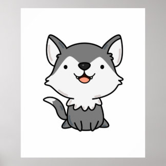Póster Kawaii Wolf