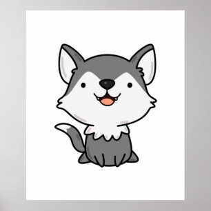Póster Kawaii Wolf