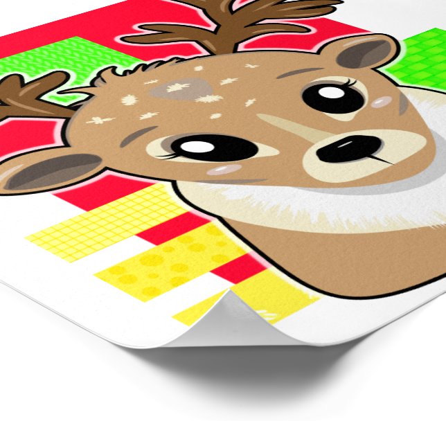 Póster Kawaii xmas deer (Esquina)