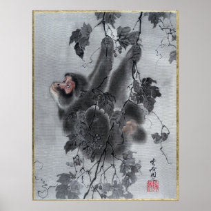 Póster Kawanabe Kyōsai Monkeys