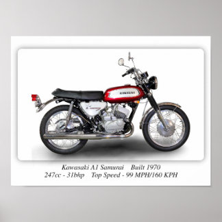 Póster Kawasaki A1 Samurai Motorcycle A3