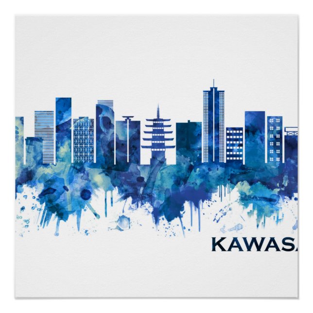Póster Kawasaki Japan Skyline Blue (Anverso)