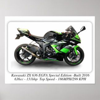 Póster Kawasaki ZX636 EGFA Edición especial Motocicleta -