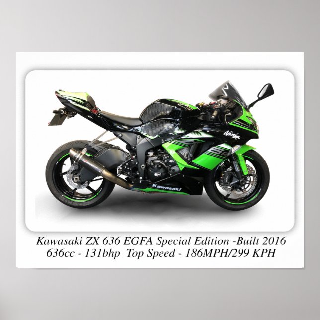 Póster Kawasaki ZX636 EGFA Edición especial Motocicleta - (Frente)