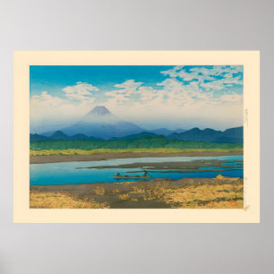 Póster Kawase Hasui Monte Fuji visto desde el río Banyu