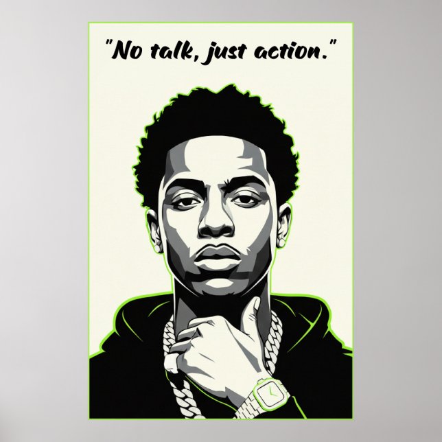 Póster Kay Flock Poster – No Talk Just Action (Frente)
