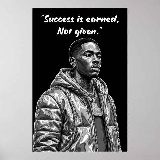 Póster Kay Flock Poster – Success Is Earned Motivation (Frente)