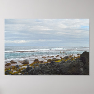 Póster Kayak a lo largo de la costa de Napali, Kauai, Haw