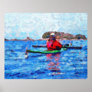 Póster Kayak en las islas Alaska Barenoff en Painterly