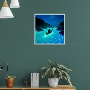 Póster Kayak en un brillante diseño de agua