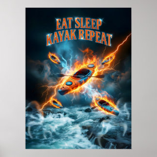 Póster Kayak Oleada de Agua de Tormenta