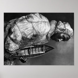 Póster Kayaker con chaqueta a prueba de agua con barco de