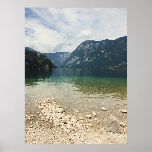 Póster Kayakers en la distancia en la foto del lago (Frente)