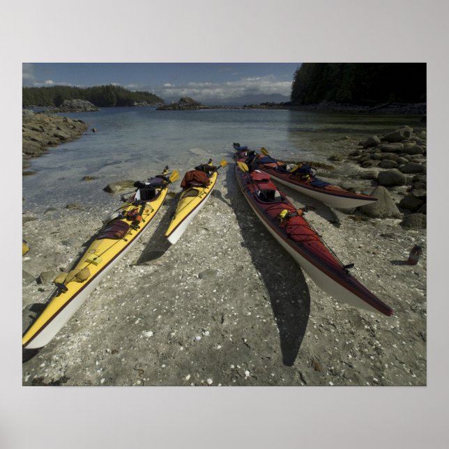 Póster Kayaks en la isla Dicebox, grupo Broken Island, (Frente)