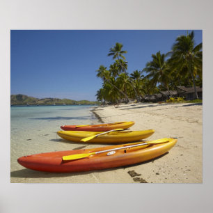 Póster Kayaks en la playa, Plantation Island Resort