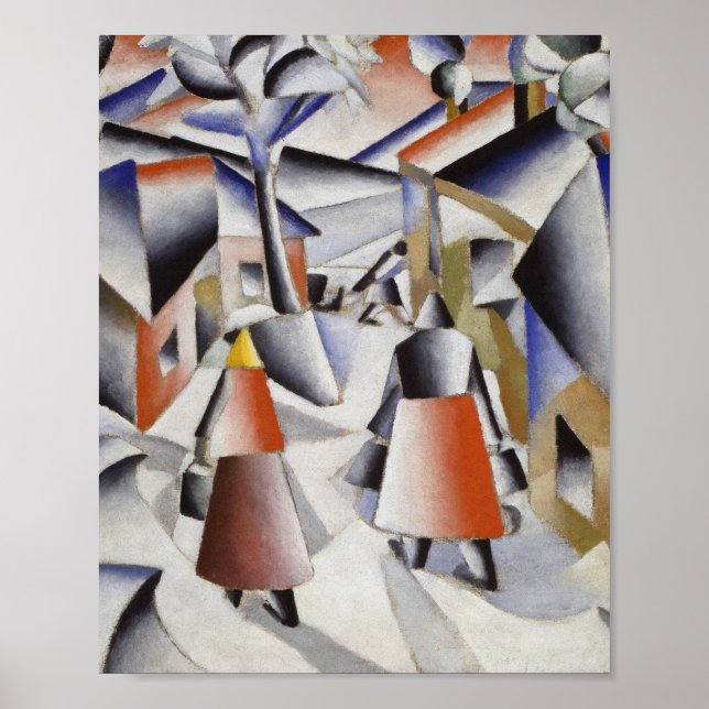 Póster Kazimir Malevich - Buenos días en la aldea (Frente)
