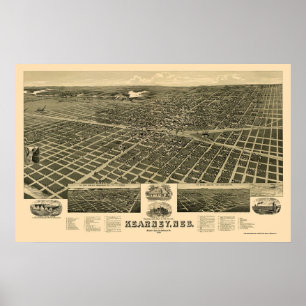Póster Kearney, NE Panoramic Map - 1889
