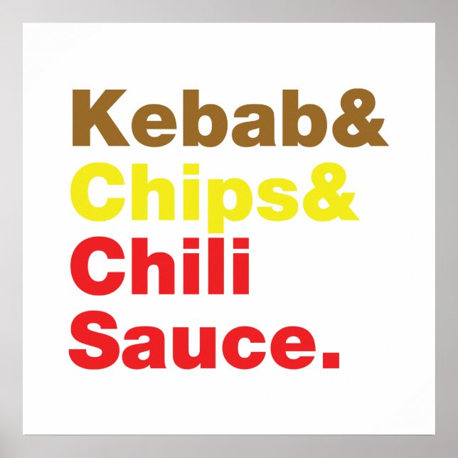Póster Kebab, Chips y Salsa de Chili. (Frente)