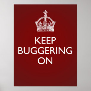 Póster Keep Buggering On - Deep Red