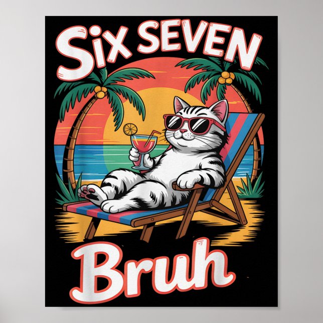 Póster Keep Calm 67 Bruh Cat Vacation Cruise Trip Joke Ge (Frente)