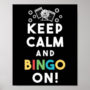 Póster Keep Calm And Bingo On! Funny Lucky Gambling