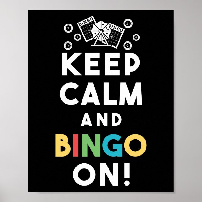 Póster Keep Calm And Bingo On! Funny Lucky Gambling (Frente)
