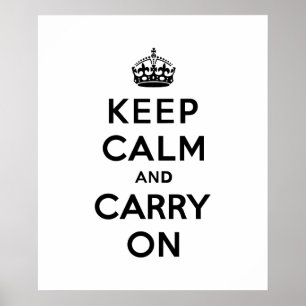 Póster Keep Calm and Carry On Black Text