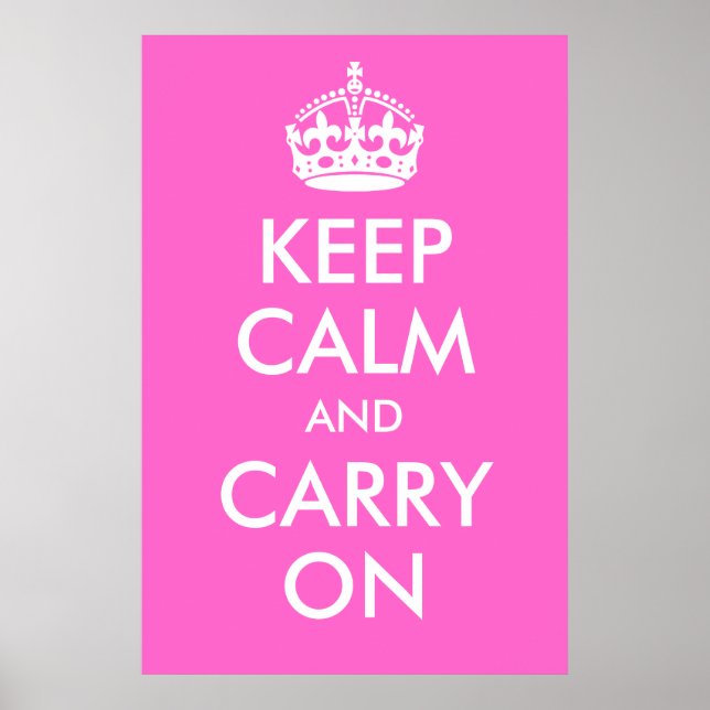 Póster Keep Calm and Carry On Rose Pink Print (Frente)