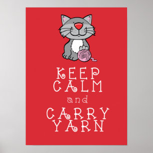 Póster Keep Calm and Carry Yarn red poster