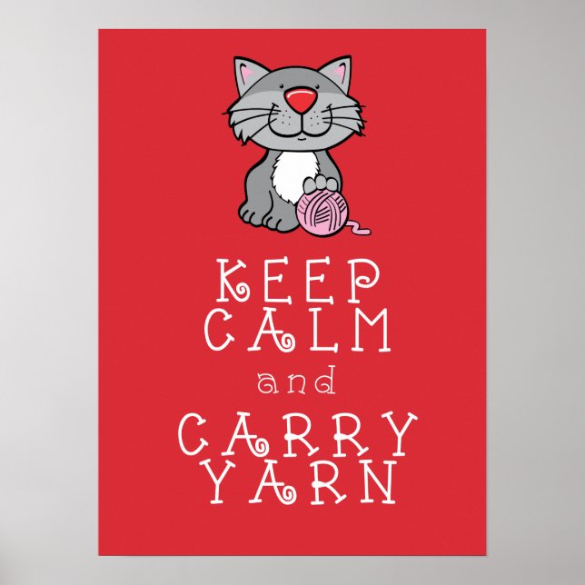 Póster Keep Calm and Carry Yarn red poster (Frente)
