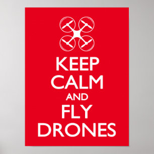 Póster Keep Calm and Fly Drones