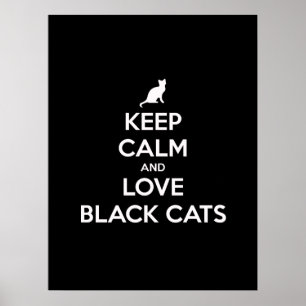 Póster Keep calm and love black cats