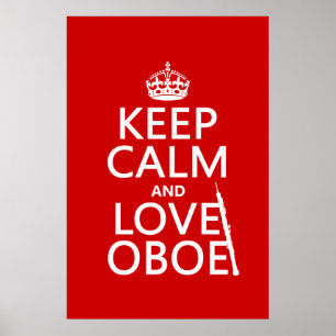 Póster Keep Calm and Love Oboe (any background color)