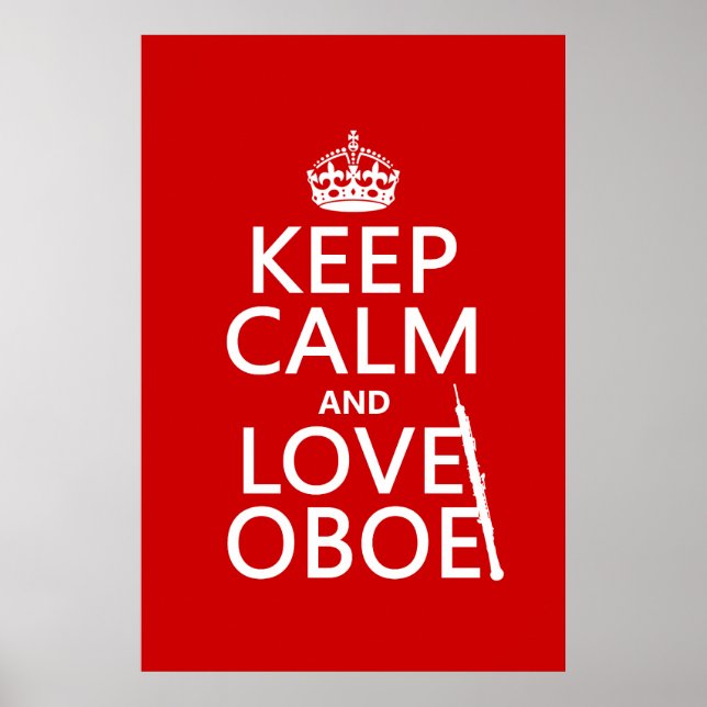 Póster Keep Calm and Love Oboe (any background color) (Frente)