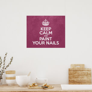 Póster Keep Calm and Paint Your Nails, Pink Leather