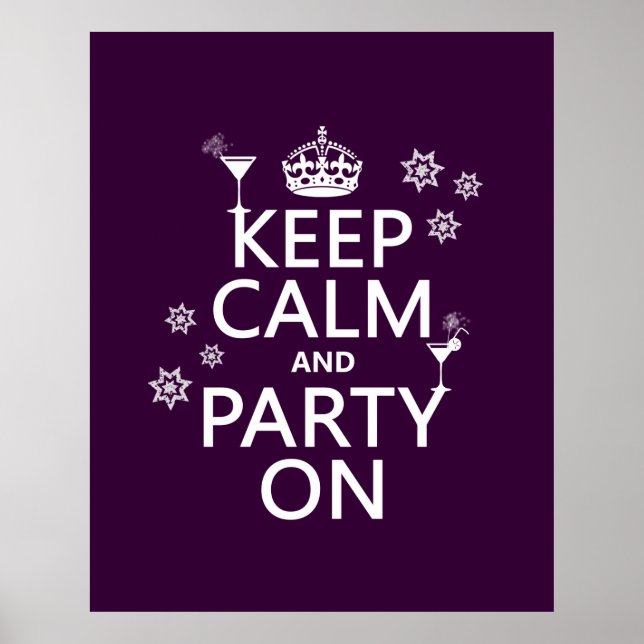 Póster Keep Calm and Party On - all colors (Frente)