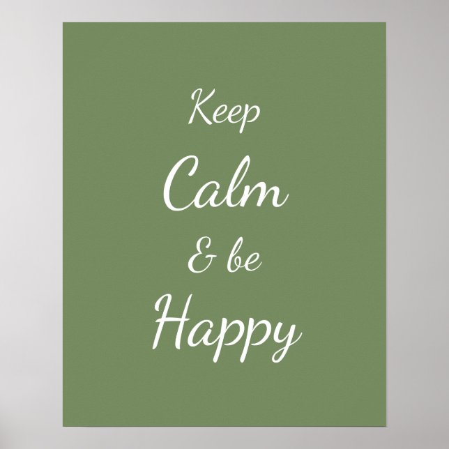 Póster Keep Calm & Be Happy Sage Green (Frente)