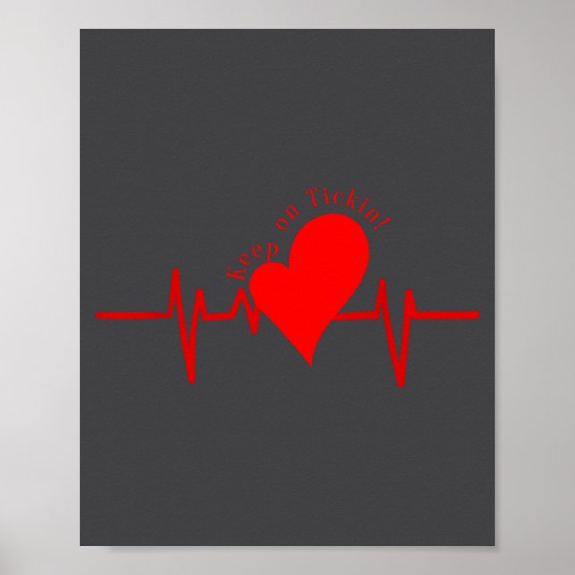 Póster Keep On Tickin! Ekg Heartbeat Cow Valve Heart Pati (Frente)