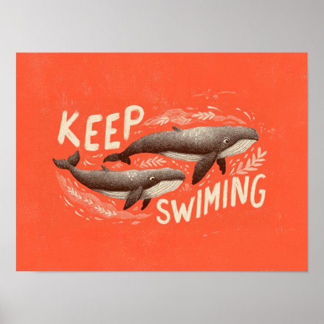 Póster Keep Swimming Whales (Frente)