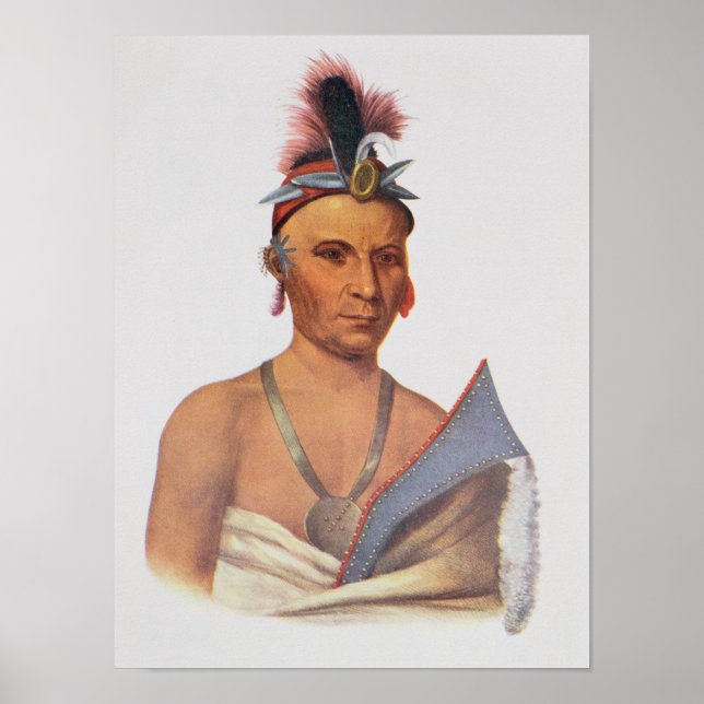 Póster Keesheswa o "el Sol", un jefe de Fox (Frente)