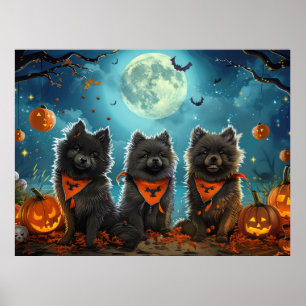 Póster Keeshond Halloween Spooky