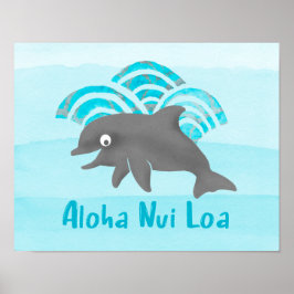 Póster Keiki Watercolor Dolphin Wave