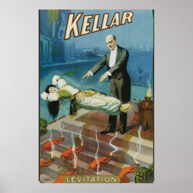 Póster Kellar ~ Levitación Vintage Magic Act (Frente)
