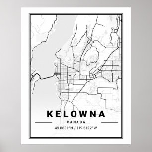 Póster Kelowna British Columbia Canada Travel City Map